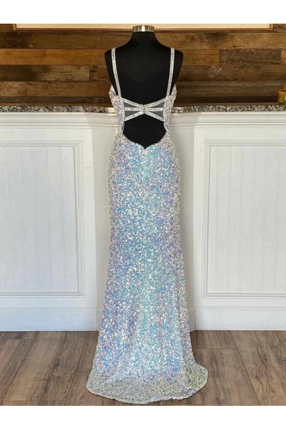 Buy Sweep Train Sleeveless Sheath Velvet Sequin Evening Prom Dress