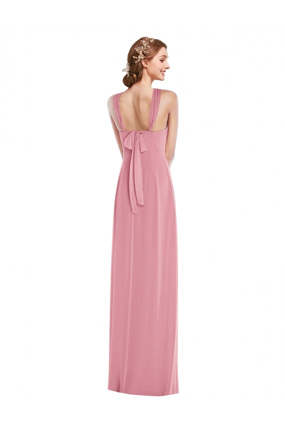 Buy Long Skin Pink Sleeveless A-Line Open Back Semi Formal Evening Dress