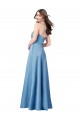 Buy Long Sky Blue Sleeveless Sheath Open Back Formal Evening Dress