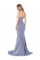 Buy Long Smoke Blue Sleeveless Mermaid Low Back Formal Evening Dress