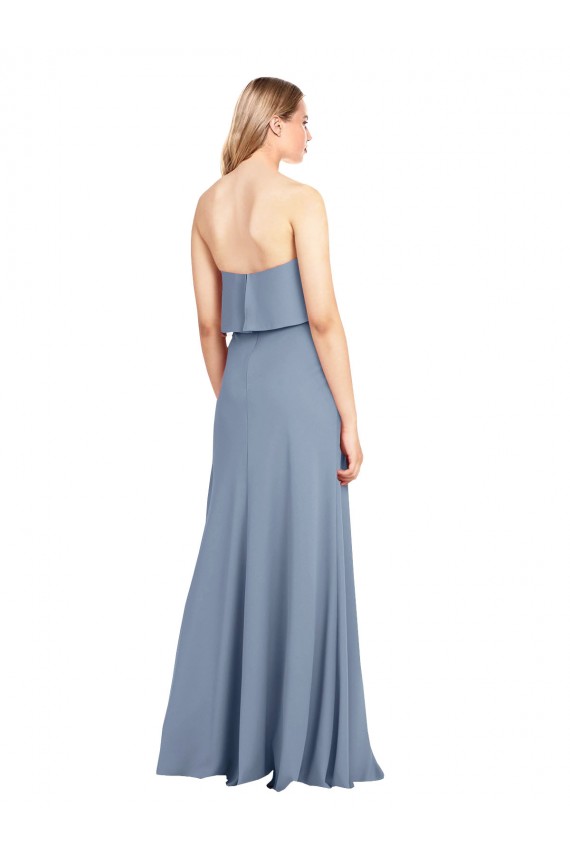 Buy Long Smoke Blue Sleeveless Sheath Formal Evening Dress