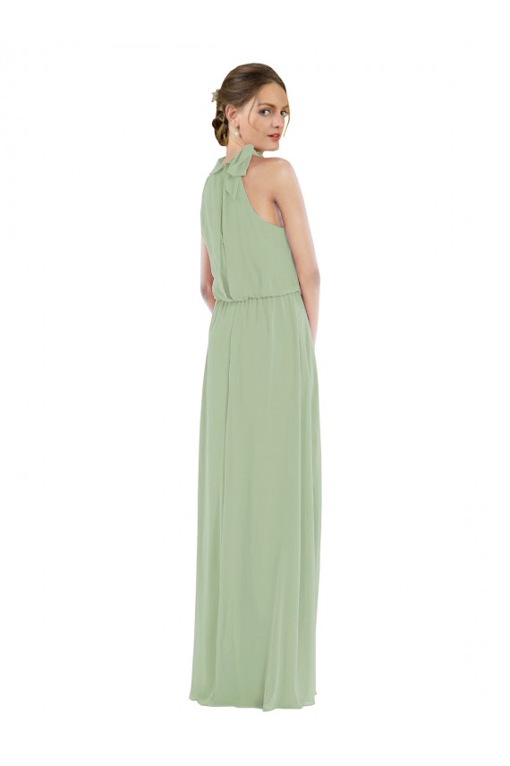 Buy Long Smoke Green Sleeveless A-Line Semi Formal Evening Dress