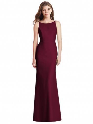 Buy Long Burgundy Gold Sleeveless Trumpet Open Back Semi Formal Evening Dress