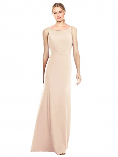 Buy Long Nude Sleeveless Trumpet Open Back Semi Formal Evening Dress