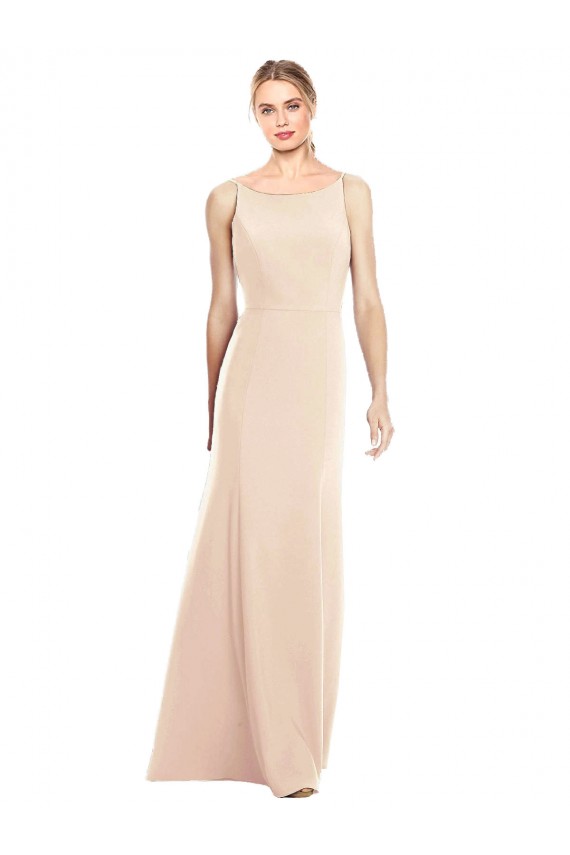 Buy Long Nude Sleeveless Trumpet Open Back Semi Formal Evening Dress