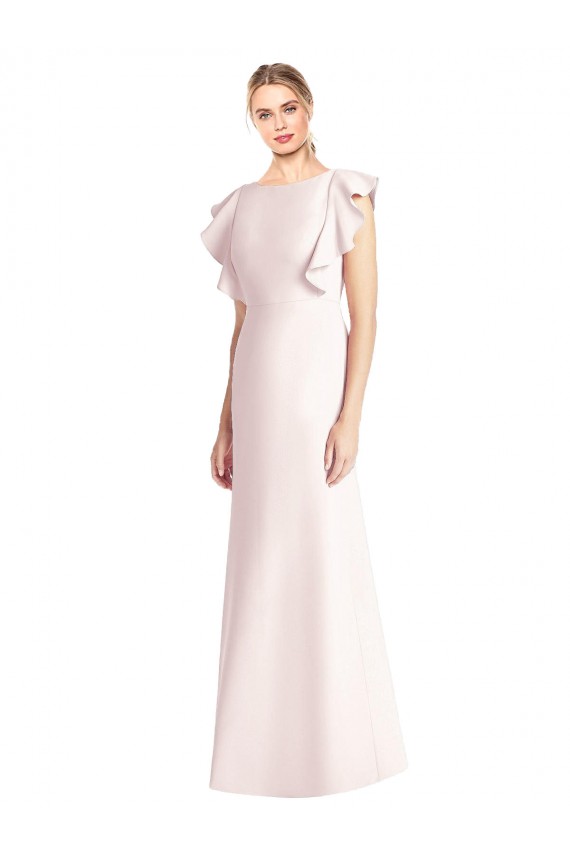 Buy Long Pink Cap Sleeves Trumpet Open Back Formal Dress