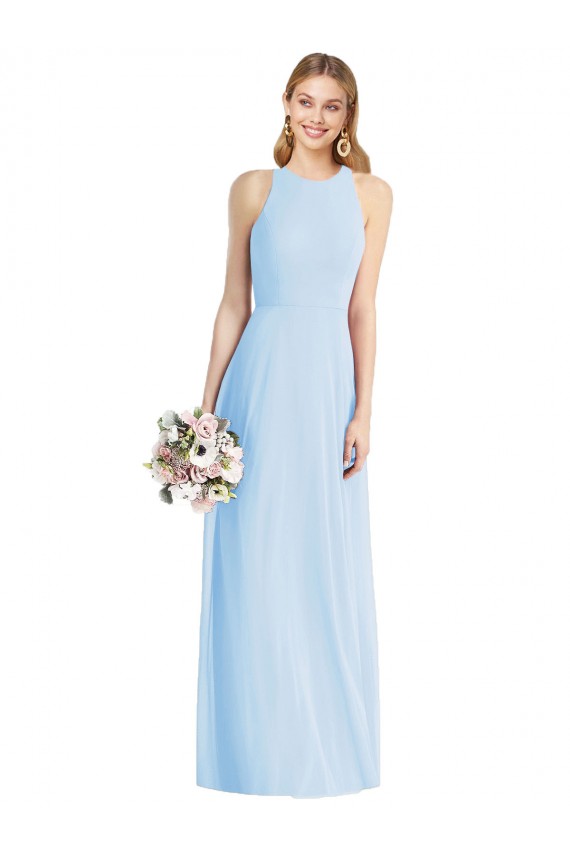 Buy Long Light Sky Blue Sleeveless Trumpet Semi Formal Evening Dress