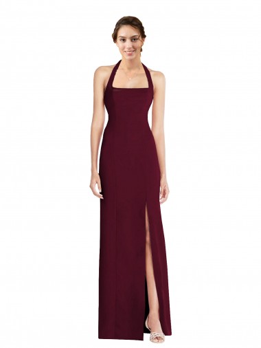 Buy Long Burgundy Gold Sleeveless Trumpet Open Back Semi Formal Evening Gown