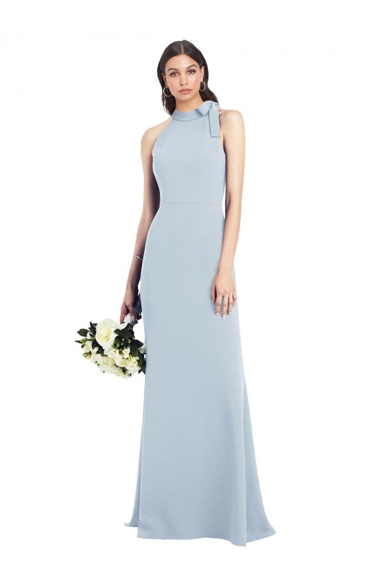 Buy Long Light Sky Blue Sleeveless Trumpet Open Back Semi Formal Evening Dress