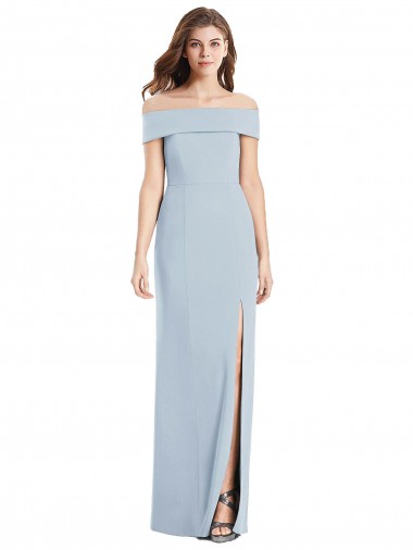 Buy Long Light Sky Blue Sleeveless Trumpet Stretch Crepe Formal Dress