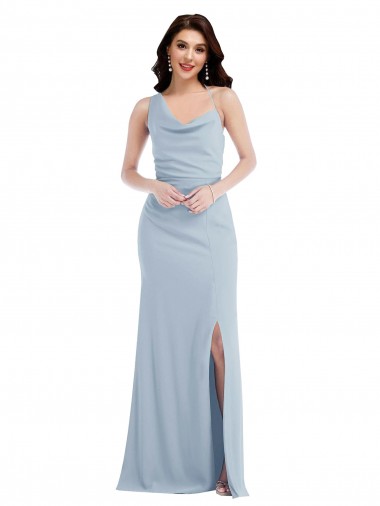 Buy Long Light Sky Blue Sleeveless Trumpet Formal Dress