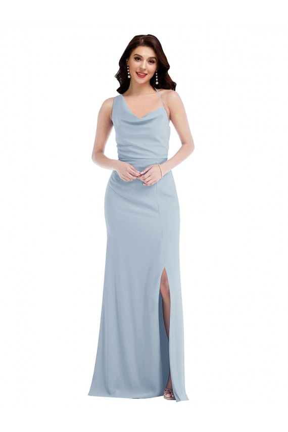 Buy Long Light Sky Blue Sleeveless Trumpet Formal Dress