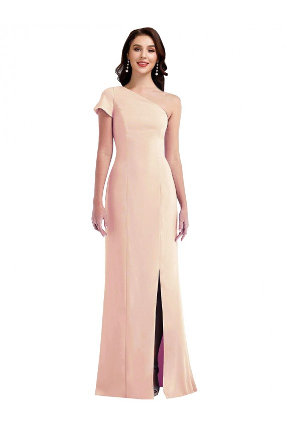 Buy Long Nude Cap Sleeves Trumpet Formal Evening Dress
