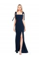 Buy Long Dark Navy Sleeveless Trumpet Low Back Semi Formal Evening Dress