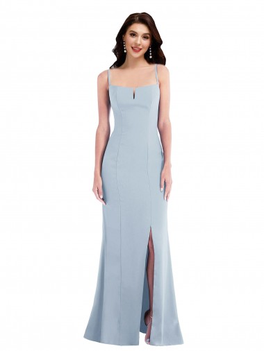 Buy Long Light Sky Blue Sleeveless Trumpet Front Slit Formal Evening Dress