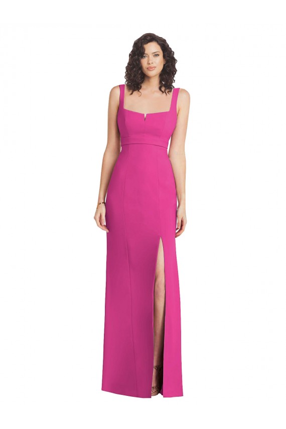 Buy Long Fuchsia Sleeveless Trumpet Low Back Semi Formal Evening Dress