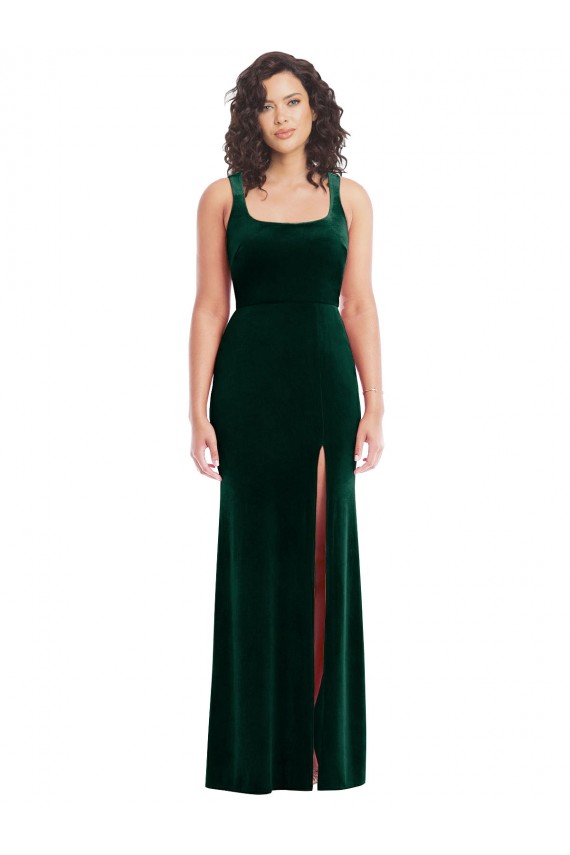 Buy Long Dark Green Sleeveless Trumpet Semi Formal Evening Dress
