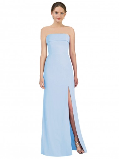 Buy Long Light Sky Blue Sleeveless Trumpet Low Back Black Tie Evening Dress