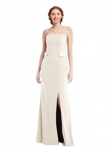 Buy Long Ivory Sleeveless Trumpet Semi Formal Evening Dress