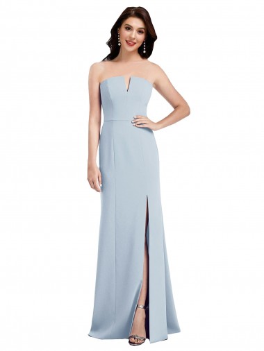 Buy Long Light Sky Blue Sleeveless Trumpet Low Back Evening Dress