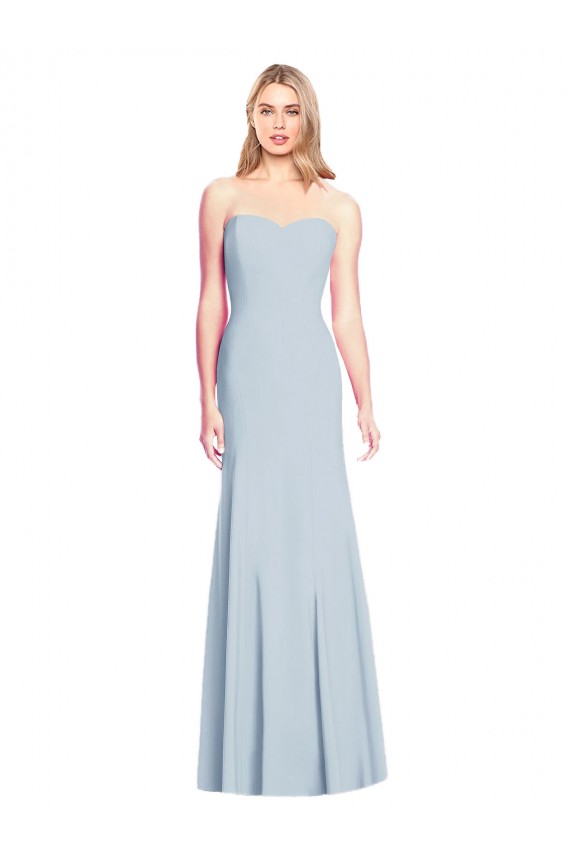 Buy Long Light Sky Blue Sleeveless Trumpet Low Back Formal Dress