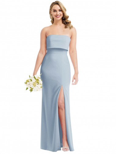 Buy Long Light Sky Blue Sleeveless Trumpet Low Back Semi Formal Evening Dress