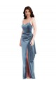 Buy Long Dusty Blue Sleeveless Trumpet Low Back Formal Evening Dress