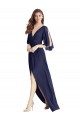 Buy Long Dark Navy Sleeveless Trumpet Tie Back Semi Formal Evening Dress