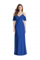 Buy Long Royal Blue Cold Shoulder Trumpet V-Back Semi Formal Evening Dress