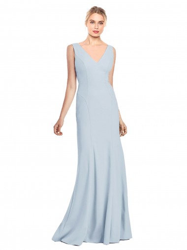 Buy Long Light Sky Blue Sleeveless Trumpet Low Back Evening Gown