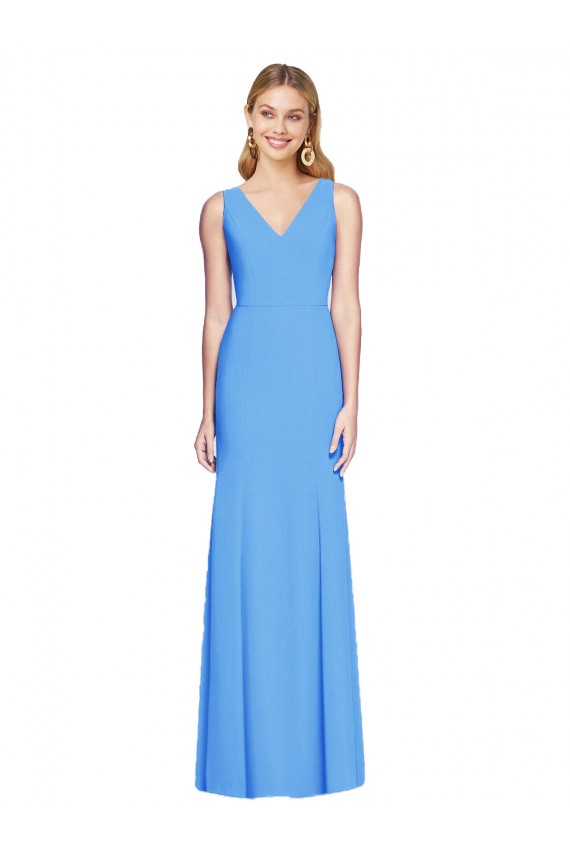 Buy Long Peacock Blue Sleeveless Trumpet Keyhole Back Semi Formal Evening Dress