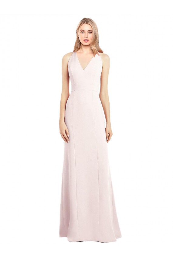Buy Long Pink Sleeveless Trumpet Keyhole Back Semi Formal Evening Dress