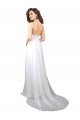 Buy Sweep Train White Sleeveless A-Line Low Back Semi Formal Evening Dress