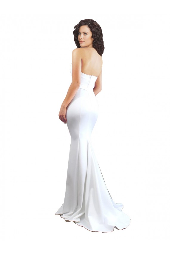 Buy Long White Sleeveless Mermaid Low Back Formal Evening Dress