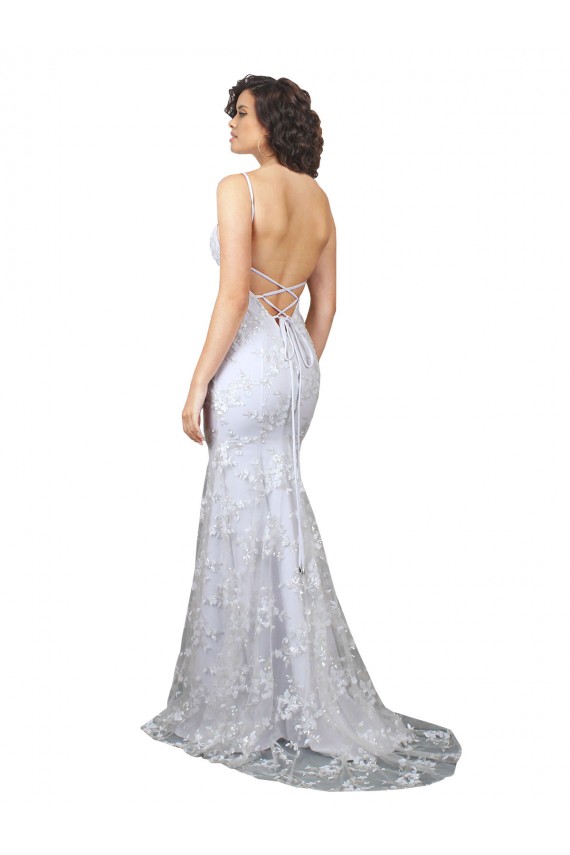 Buy Long White Sleeveless Mermaid Open Back Formal Evening Dress